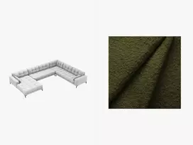 U formos kampinė sofa - dešinė, Mamaia, 7 sėdimos vietos, 327x256x75, tamsiai alyvuogių žalia