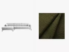 Kampinė sofa - kairė, Mamaia, 5 vietų, 293x185x75, tamsiai alyvuogių žalia