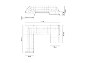 U formos kampinė sofa - kairė, Mamaia, 7 sėdimos vietos, 327x256x75, šviesiai pilka