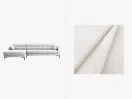 Kampinė sofa - kairė, Mamaia, 5 vietų, 293x185x75, balta