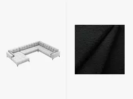 U formos kampinė sofa - dešinė, Mamaia, 7 sėdimos vietos, 327x256x75, juoda