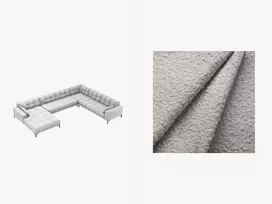 U formos kampinė sofa - dešinė, Mamaia, 7 sėdimos vietos, 327x256x75, šviesiai pilka