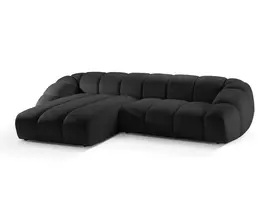 Velvet kampinė sofa - kairė, Diana, 4 sėdimos vietos, 334x182x72, antracito spalvos