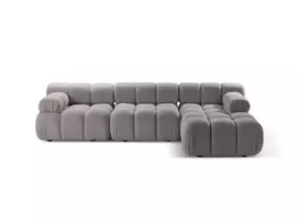 Velvet modulinė kampinė sofa - dešinė, Bellis, 4 sėdimos vietos, 282x155x70, šviesiai pilka