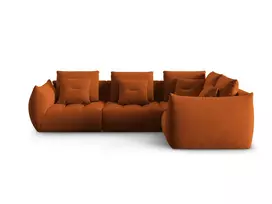Velvet modulinė kampinė sofa - dešinė, Bloom, 3 vietų, 316x216x95, terakota