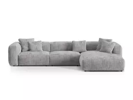 Modulinė kampinė sofa - dešinė, Martina, 3 sėdimos vietos, 330x176x75, šviesiai pilka