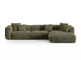 Modulinė kampinė sofa - dešinė, Martina, 3 sėdimos vietos, 330x176x75, samanų žalia