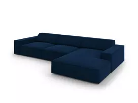 Velvet modulinė kampinė sofa - dešinė, Jodie, 4 sėdimos vietos, 284x166x70, karališkoji mėlyna