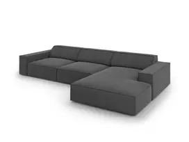 Velvet modulinė kampinė sofa - dešinė, Jodie, 4 sėdimos vietos, 284x166x70, pilka