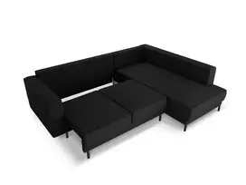 Kampinė Sofa lova - dešinė, Caro, 5 sėdimos vietos, 247x187x90, juoda