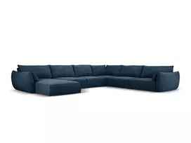 U formos kampinė sofa - dešinė, Kaelle, 8 sėdimos vietos, 384x284x85, karališkoji mėlyna