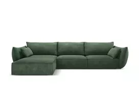 Kampinė sofa - kairė, Kaelle, 4 sėdimos vietos, 308x171x85, butelio žalia