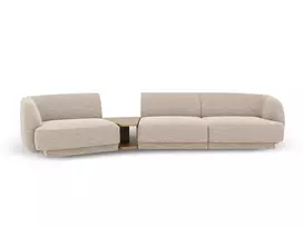 Kairinė modulinė sofa, Miley, 3 vietų, 303x126x70, smėlio spalvos