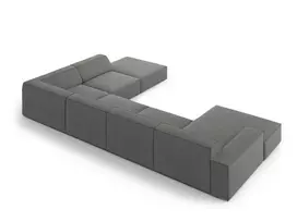 Velvet modulinė U formos kampinė sofa - dešinė, Jodie, 7 sėdimos vietos, 364x262x70, šviesiai pilka