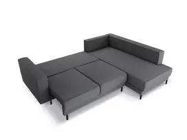 Kampinė Sofa lova - dešinė, Caro, 5 sėdimos vietos, 247x187x90, tamsiai pilka