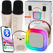 Nešiojama karaoke kolonėlė su dviem mikrofonais, Bluetooth, USB, SD ir RGB apšvietimu