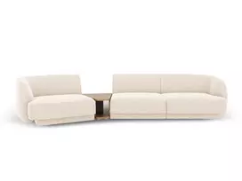 Kairinė modulinė sofa, Miley, 3 vietų, 303x126x70, šviesiai smėlio spalvos