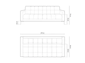 Sofa, Mamaia, 3 vietų, 177x96x75, tamsiai alyvuogių žalia