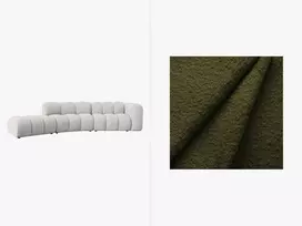 Kairinė modulinė sofa, Lupine, 5 vietų, 335x166x70, tamsiai alyvuogių žalia