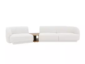 Kairinė modulinė sofa, Miley, 3 vietų, 303x126x70, balta