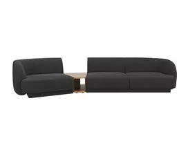 Kairinė modulinė sofa, Miley, 3 vietų, 303x126x70, juoda