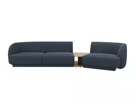 Dešinės pusės modulinė sofa, Miley, 3 vietų, 303x126x70, tamsiai mėlyna