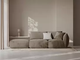 Velvet kairės pusės modulinė sofa, Chris, 3 vietų, 315x100x80, šviesiai ruda