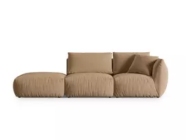 Velvet kairė modulinė sofa, Chris, 3 vietų, 315x100x80, smėlio spalvos