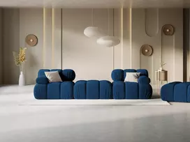 Velvet modulinė sofa, Bellis, 3 vietų, 188x188x70, karališkoji mėlyna