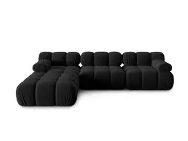 Velvet modulinė sofa, Bellis, 4 vietų, 282x188x70, juoda