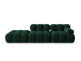Velvet kairės pusės modulinė sofa, Bellis, 4 sėdimos vietos, 282x94x70, butelio žalia