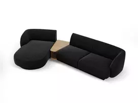 Kairinė modulinė sofa, Miley, 3 vietų, 303x178x70, antracito spalvos