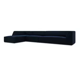 Velvet modulinė kampinė sofa - kairė, Ruby, 5 sėdimos vietos, 366x180x69, karališkoji mėlyna
