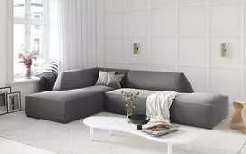 Velvet modulinė kampinė sofa - kairė, Ruby, 4 sėdimos vietos, 273x180x69, pilka