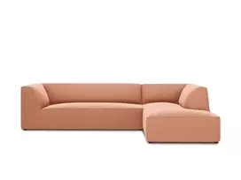 Velvet modulinė kampinė sofa - dešinė, Ruby, 4 sėdimos vietos, 273x180x69, rožinė