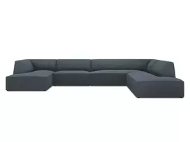 U formos kampinė sofa - dešinė, Ruby, 7 sėdimos vietos, 366x273x69, mėlyna