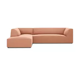 Velvet modulinė kampinė sofa - kairė, Ruby, 4 sėdimos vietos, 273x180x69, rožinė