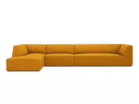 Modulinė kampinė sofa - kairė, Ruby, 5 vietų, 366x180x69, geltona