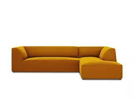 Velvet modulinė kampinė sofa - dešinė, Ruby, 4 sėdimos vietos, 273x180x69, geltona