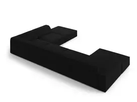 Velvet modulinė U formos kampinė sofa - dešinė, Jodie, 7 sėdimos vietos, 364x262x70, juoda