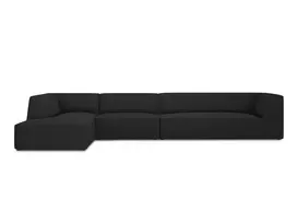Modulinė kampinė sofa - kairė, Ruby, 5 sėdimos vietos, 366x180x69, juoda