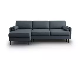 Kampinė Sofa lova - kairė su patalynės dėže, Scott, 5 sėdimos vietos, 212x142x87, mėlyna