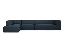 Modulinė kampinė sofa - kairė, Ruby, 5 vietų, 366x180x69, tamsiai mėlyna