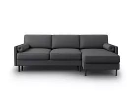 Kampinė Sofa lova - dešinė su patalynės dėže, Scott, 5 sėdimos vietos, 212x142x87, tamsiai pilka