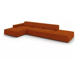 Modulinė kampinė sofa - kairė, Jodie, 5 sėdimos vietos, 341x166x70, terakota