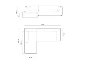 Modulinė kampinė sofa - kairė, Ruby, 4 sėdimos vietos, 273x180x69, tamsiai mėlyna