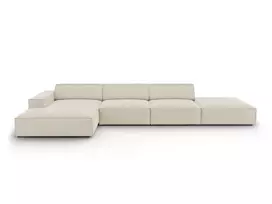 Velvet modulinė kampinė sofa - kairė, Jodie, 5 sėdimos vietos, 341x166x70, tamsiai smėlio spalvos