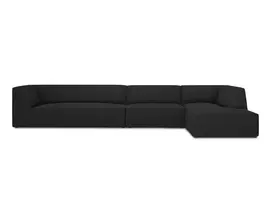Modulinė kampinė sofa - dešinė, Ruby, 5 sėdimos vietos, 366x180x69, juoda