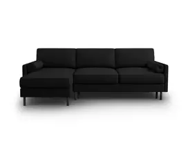 Kampinė Sofa lova - kairė su patalynės dėže, Scott, 5 sėdimos vietos, 212x142x87, juoda