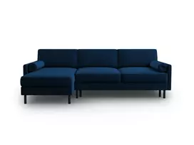 Velvet kampinė sofa - kairė lova su patalynės dėže, Scott, 5 sėdimos vietos, 212x142x87, karališkoji mėlyna